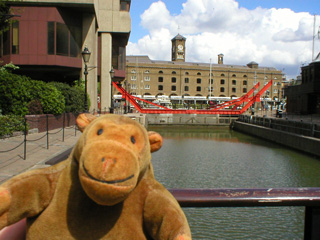 Mr Monkey looking at the entrance lock to St Katherine's Dock