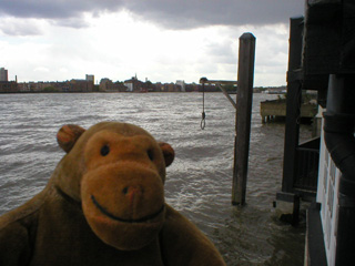 Mr Monkey examining a gallows outside the Prospect