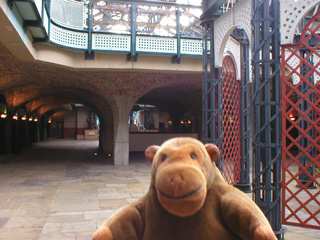Mr Monkey inside the Tobacco Dock building
