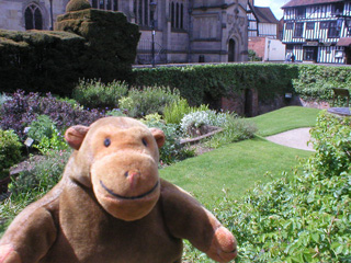 Mr Monkey looking at the remains of New Place