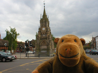 Mr Monkey looking across the road to the American Fountain