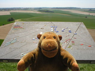 Mr Monkey examining the map atop the Lion Mound