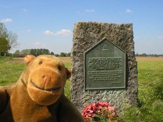 Mr Monkey looking at the Inniskilling memorial