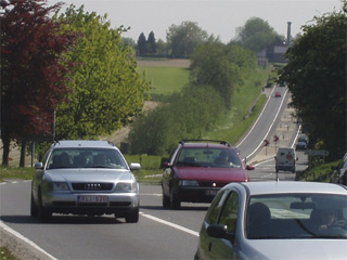 The Chaussee de Charleroi with the Hugo monument in the distance