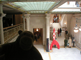 Mr Monkey looking down from the first floor of the centre