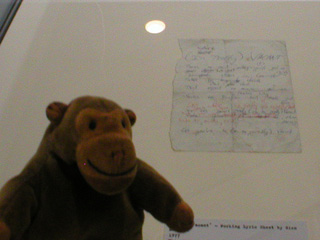 Mr Monkey examining the original lyrics to Pretty Vacant