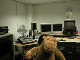 Mr Monkey in the sound edit suite
