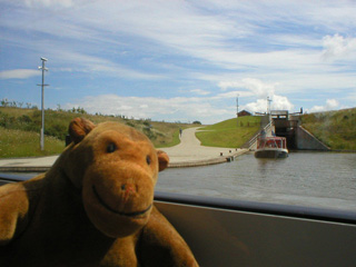 Mr Monkey looking towards the staircase lock