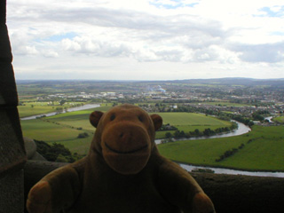 Mr Monkey looking down from the Wallace Monument