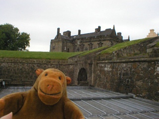 Mr Monkey looking at the roof of the Palace over the Outer Defences