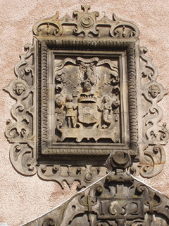 Close up of Stirling's crest over the door