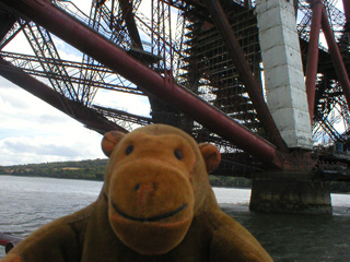 Mr Monkey next to the Forth Rail Bridge