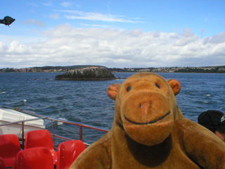 Mr Monkey looking at small islets in the Forth