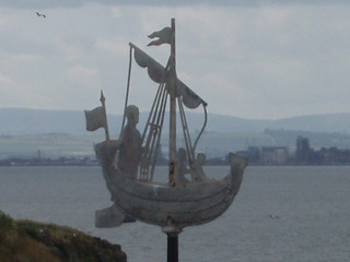 The weather vane atop the warming house