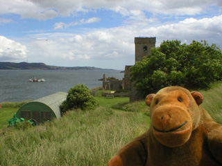 Mr Monkey looking east to the church from the western slopes