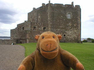 Mr Monkey looking at Blackness Castle
