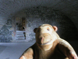 Mr Monkey in the ground floor vaulted chamber of the South Tower