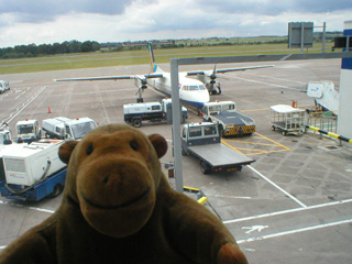 Mr Monkey watching his plane being prepared
