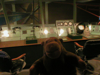 Mr Monkey in a replica aircraft control tower