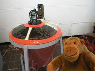 Mr Monkey looking at the telephone buoy from a Swedish submarine