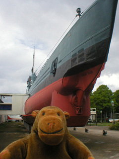 Mr Monkey examining the bow of the U3