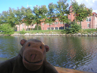 Mr Monkey looking at Malmo's fire station