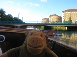 Mr Monkey approaching a bridge