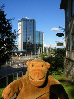 Mr Monkey looking at the Gothia Towers from a distance