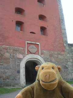 Mr Monkey approaching the main gate of the fortress
