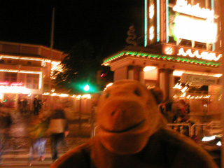 Mr Monkey crossing the road outside the Liseberg