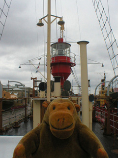 Mr Monkey looking towards the light tower on the lightship