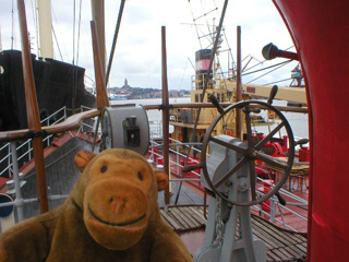 Mr Monkey on the bridge of Fyrskepp 29 Fladen