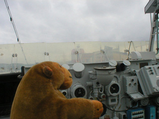 Mr Monkey with a panel of important looking wheels