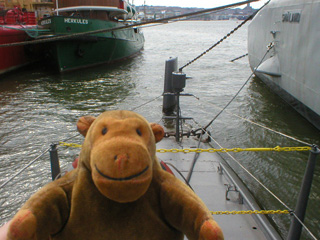 Mr Monkey on the stern of the submarine Nordkaparen
