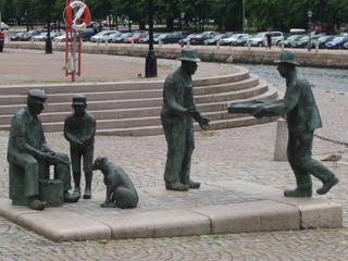 The statues outside the Fish Church