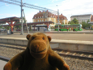 Mr Monkey looking at Katrineholm station