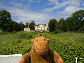 Mr Monkey looking at Steninge Palace from the lake