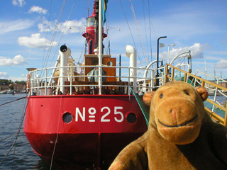 Mr Monkey looking at the stern of the lightship
