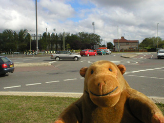 Mr Monkey watching cars on the Magic Roundabout