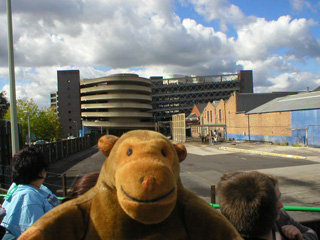 Mr Monkey looking at a car park in Swindon