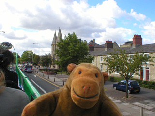 Mr Monkey looking down the street to the GWR barracks