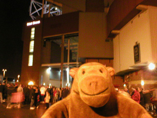 Mr Monkey looking at the west end of the stadium