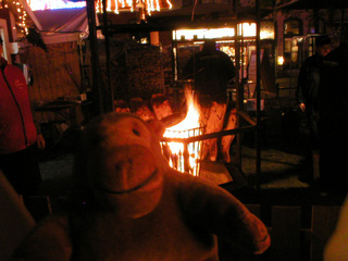 Mr Monkey watching Finns smoke some fish