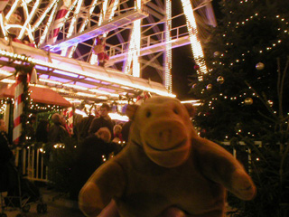 Mr Monkey waiting to ride a Ferris Wheel