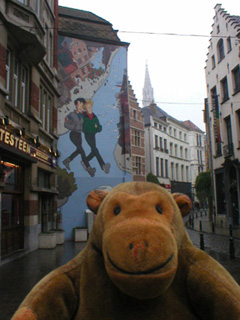 Mr Monkey looking at the Brousaille mural