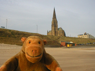 Mr Monkey looking at St George, Cullercoats