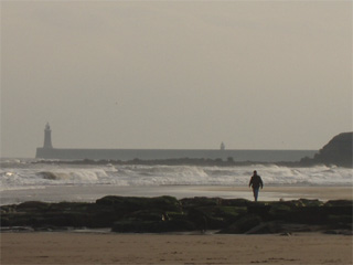 A view along the Long Sands, with the North Pier in the distance
