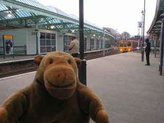Mr Monkey on Tynemouth station platform