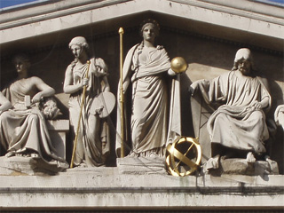 Statues on the pediment of the British Museum
