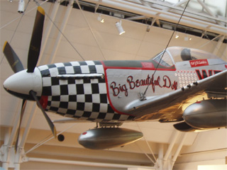 The nose and cockpit of the P51-D Mustang